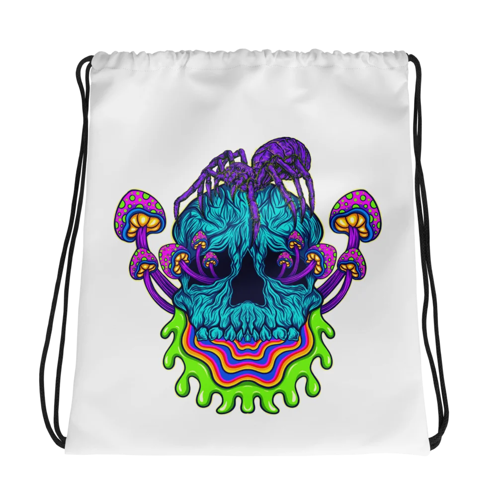 Psychedelic Spider Skull Drawstring Bag product image (1)