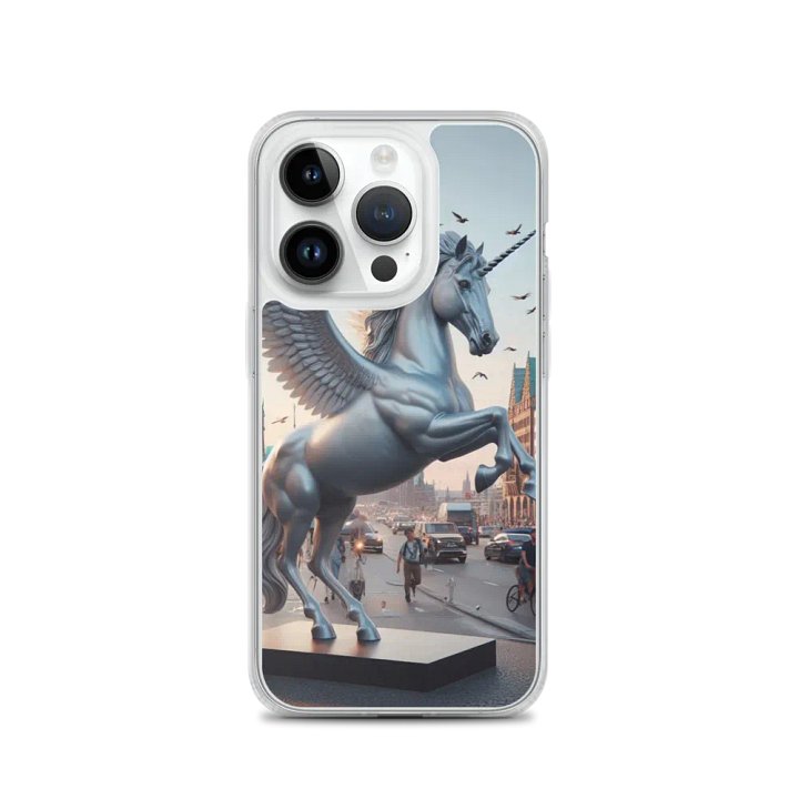 MagSafe® Clear Case for iPhone® | Ebon Majesty: AI-Designed Silver Winged Unicorn product image (3)