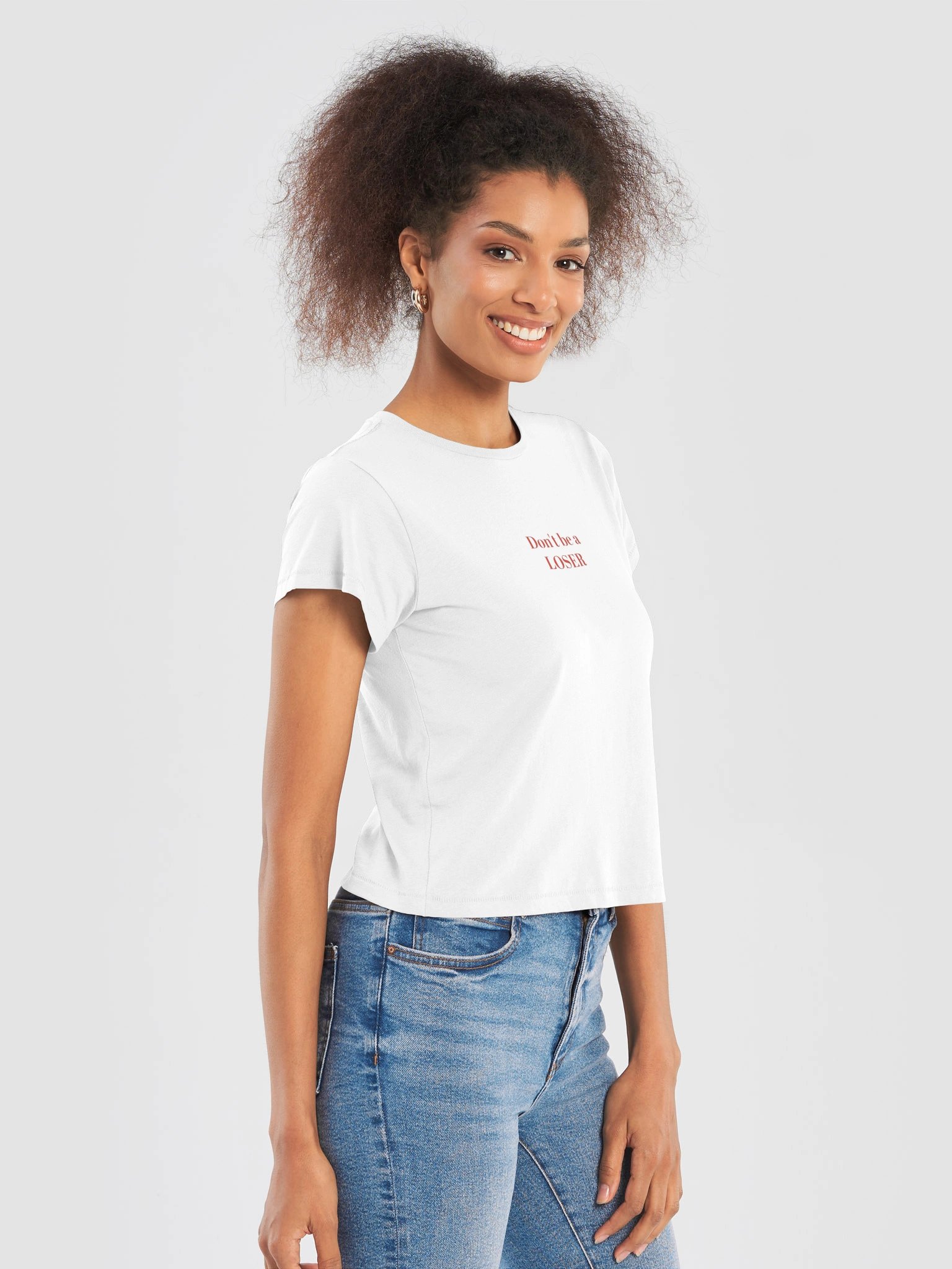Don't be a LOSER white womens high waisted Tee product image (5)