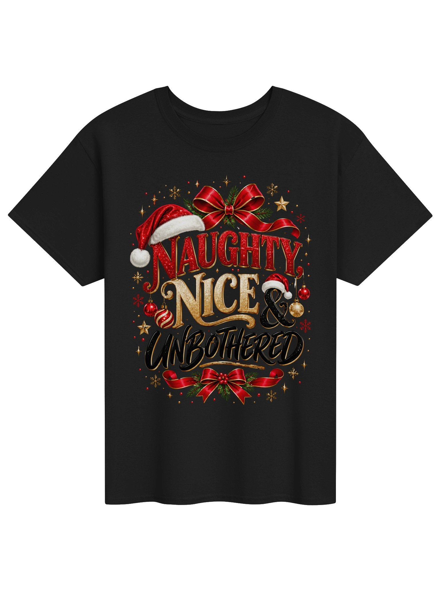 Naughty, Nice & Unbothered Christmas Tee product image (3)