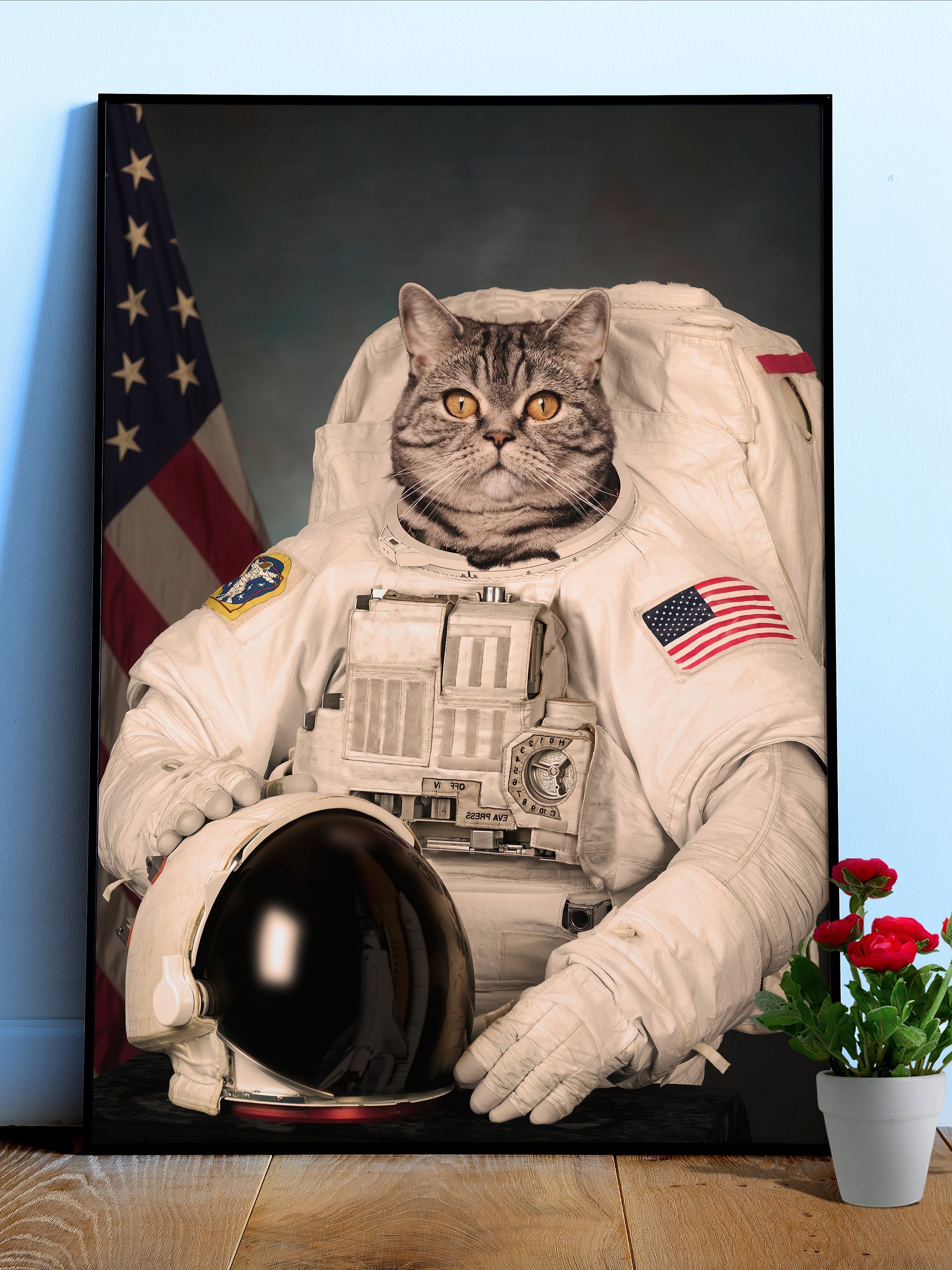 Cat Astronaut, NASA photo — space collage poster, astronaut photo portrait, digital collage, space poster product image (1)