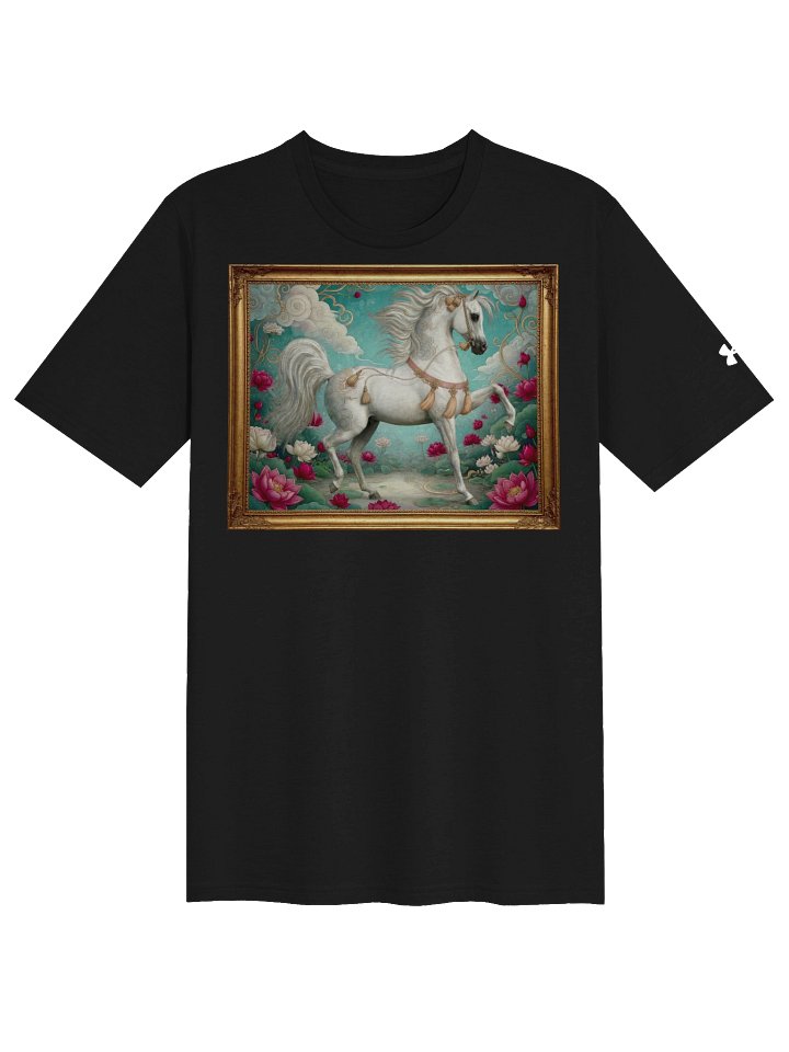 Ethereal White Arabian Horse in Lotus Garden | Fantasy Art T-Shirt product image (1)