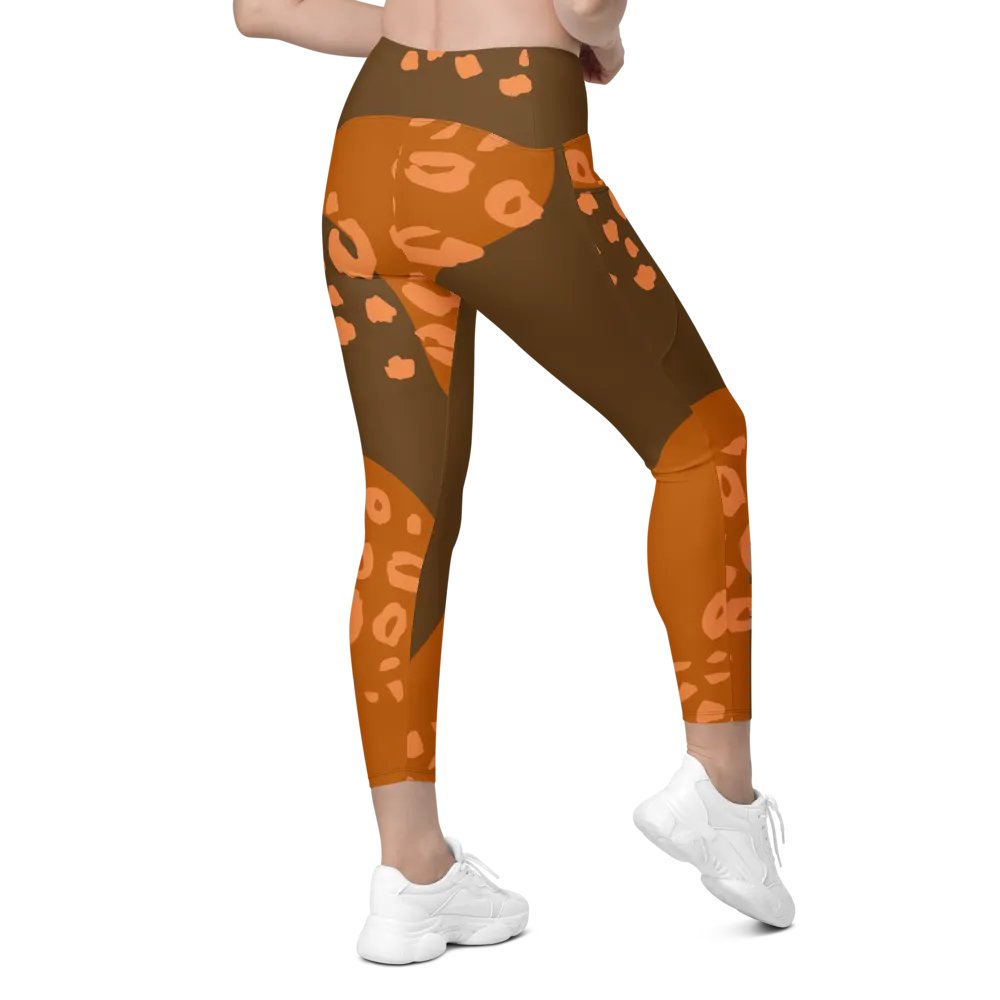 Flowing Orange Camo Leggings with Pockets product image (9)