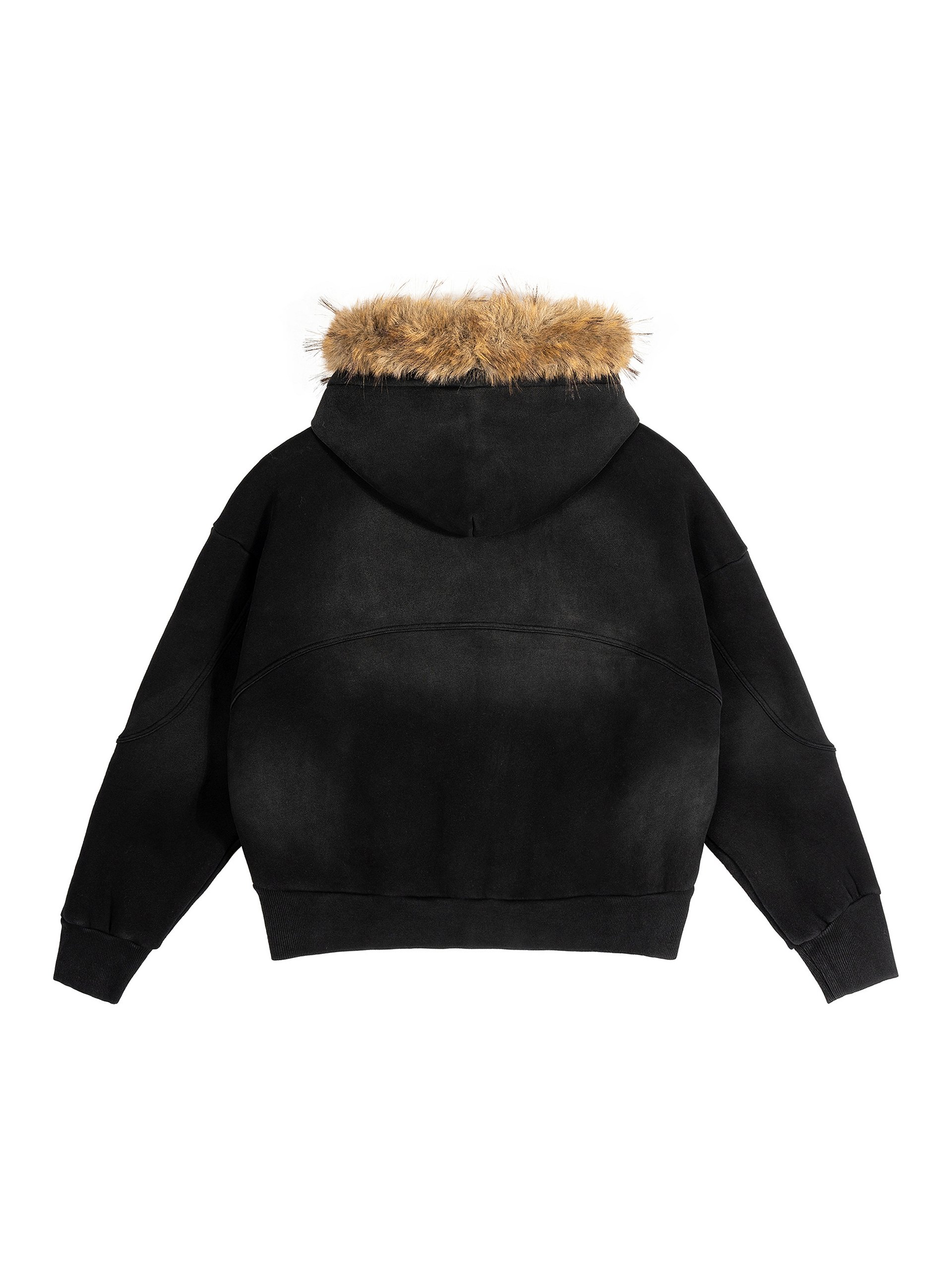 Sun Fade Boxy Detachable Fur Hoodie product image (3)