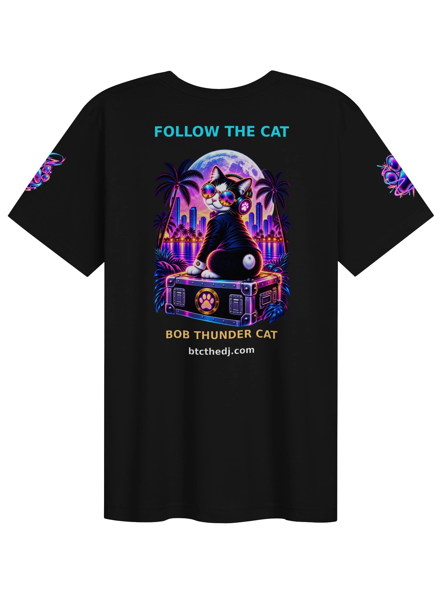 DJ BTC – THE Bob Thunder Cat Collection | Neon Nights Tee product image (2)