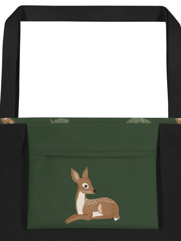 FOX AND DEER WOODLAND TOTE BAG GREEN product image (3)