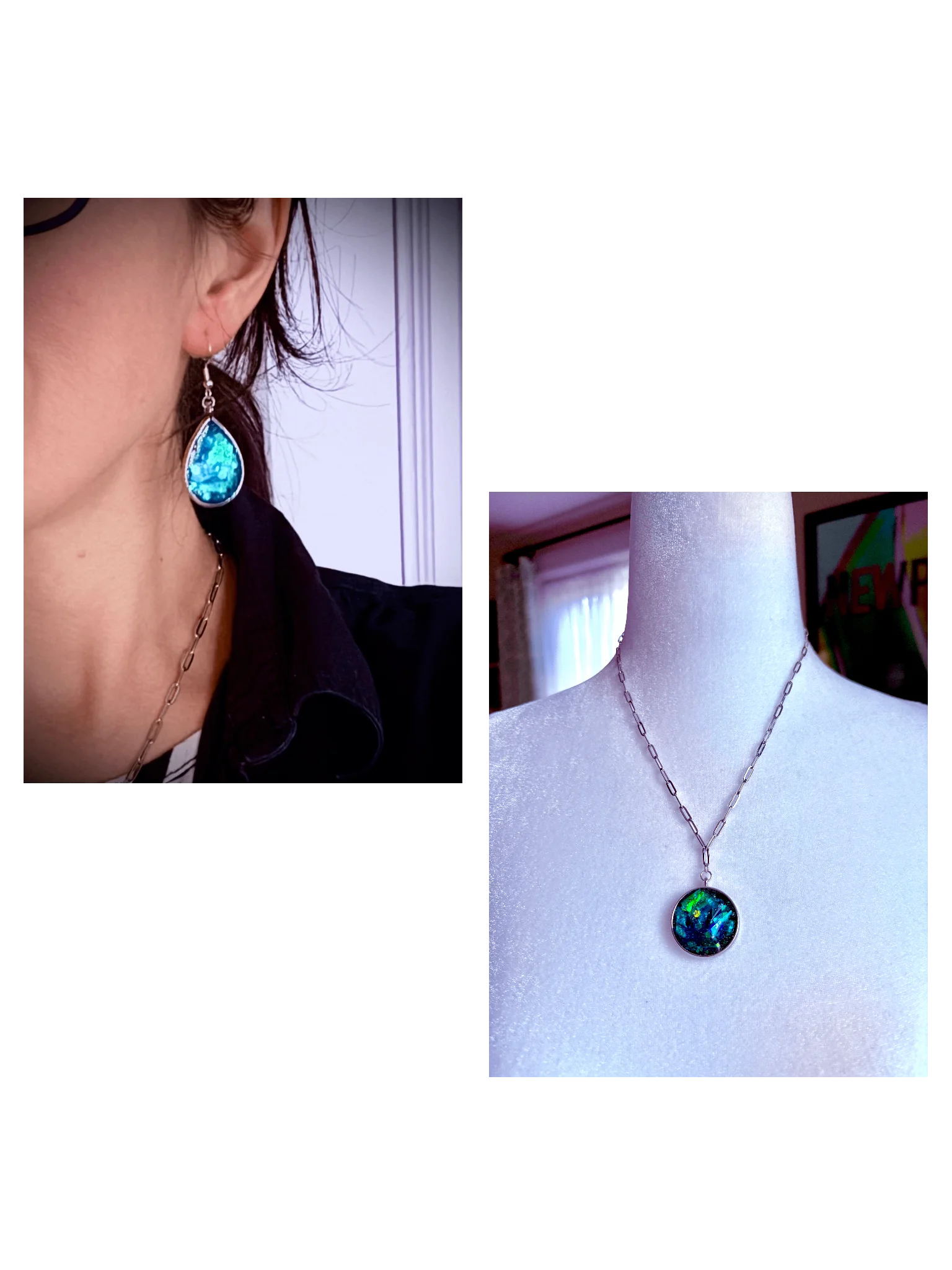 Peacock Splash Pendant Necklace & Earring Bundle product image (1)