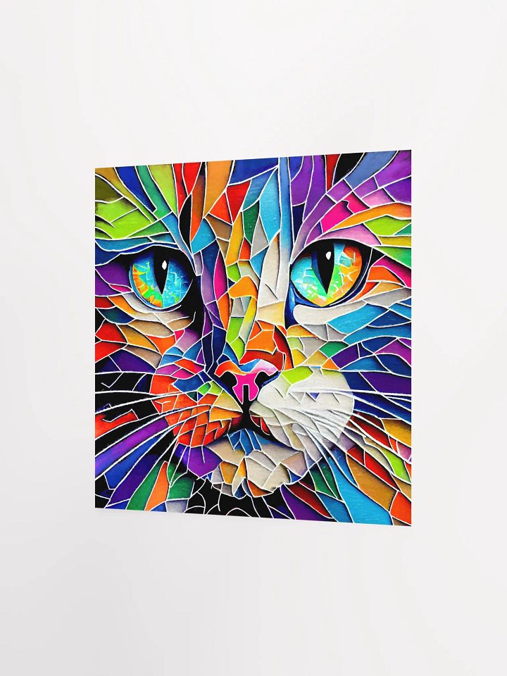 Vibrant Mosaic Style Cat Studio Art Print product image (2)