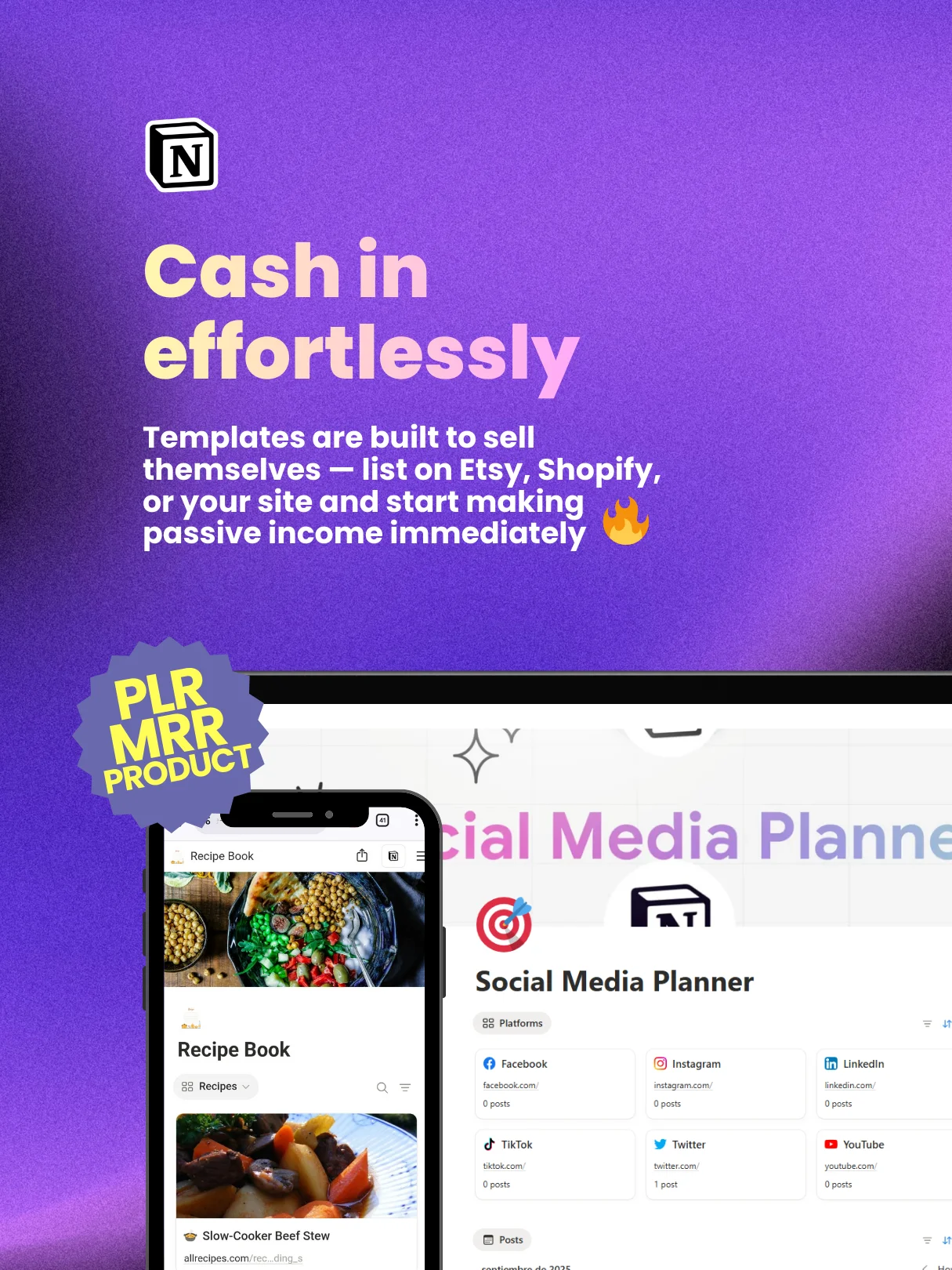 190 Notion PLR Templates & Planners Bundle | PLR Products, Plr Mrr, Master Resell Rights product image (4)