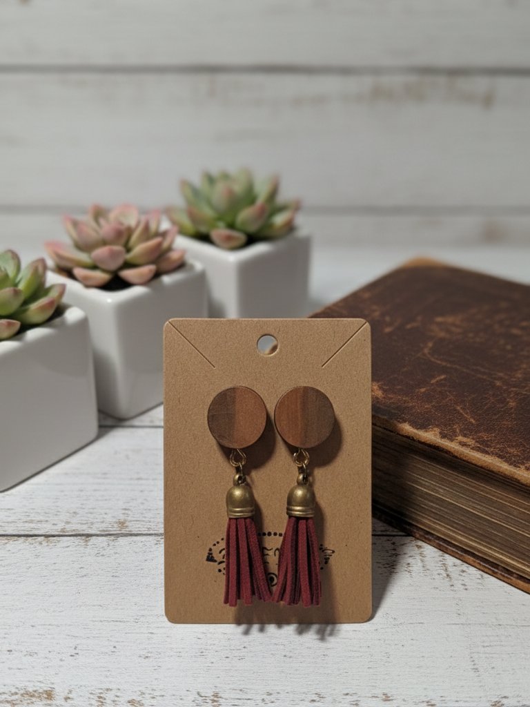 Harvest moon burgandy tassel earrings product image (1)