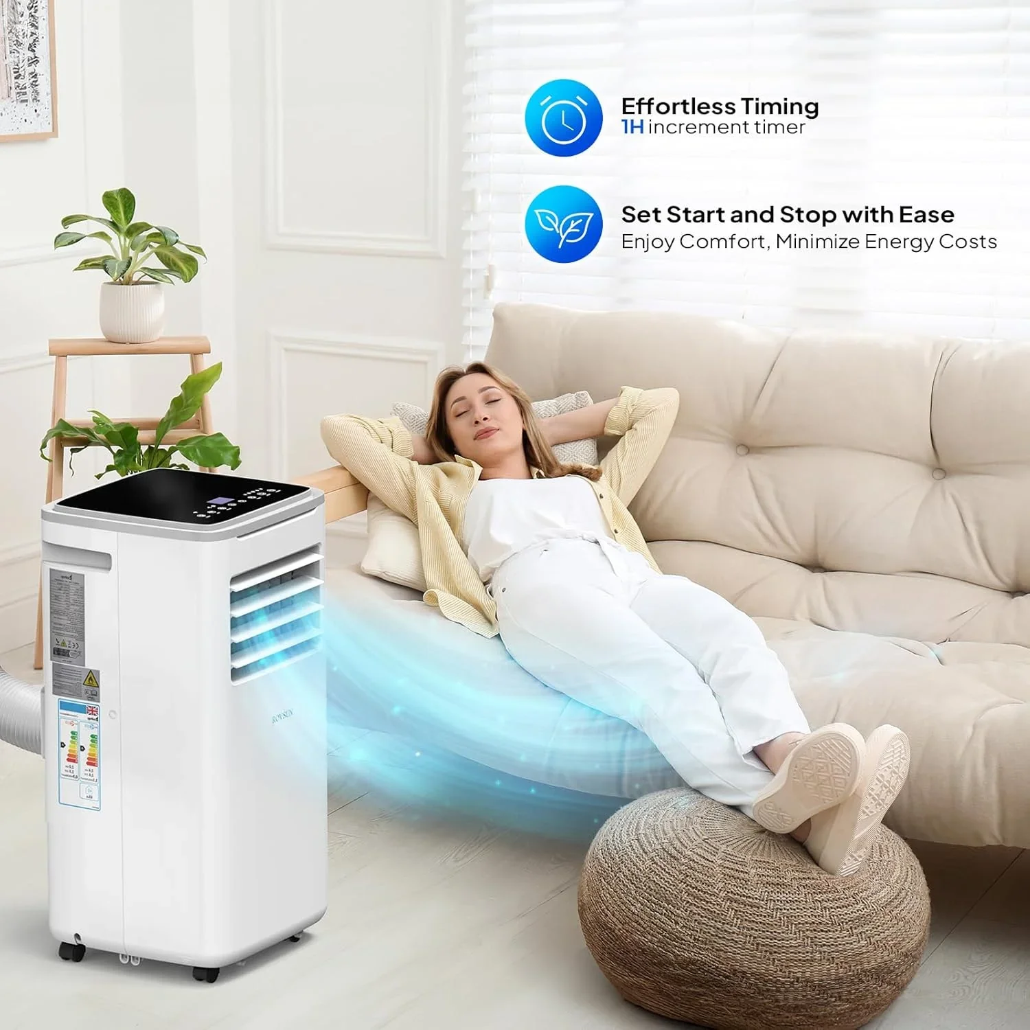 9000 BTU Portable Air Conditioner with Heating, Dehumidifier, Sleep Mode & Remote Control product image (4)