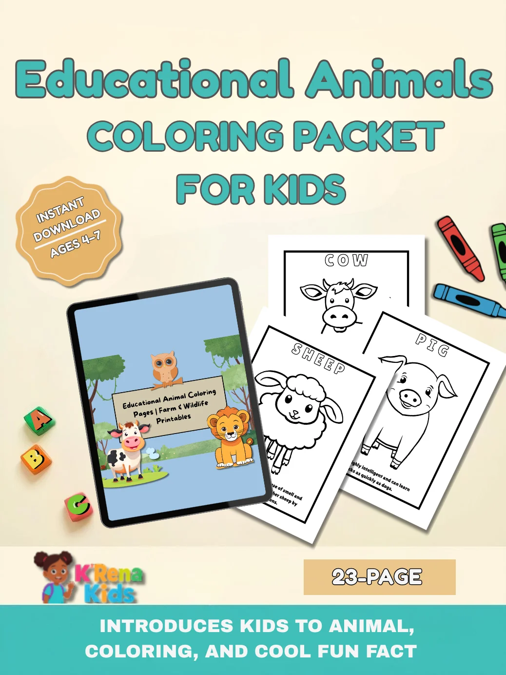 Educational Animals Coloring Pages product image (1)