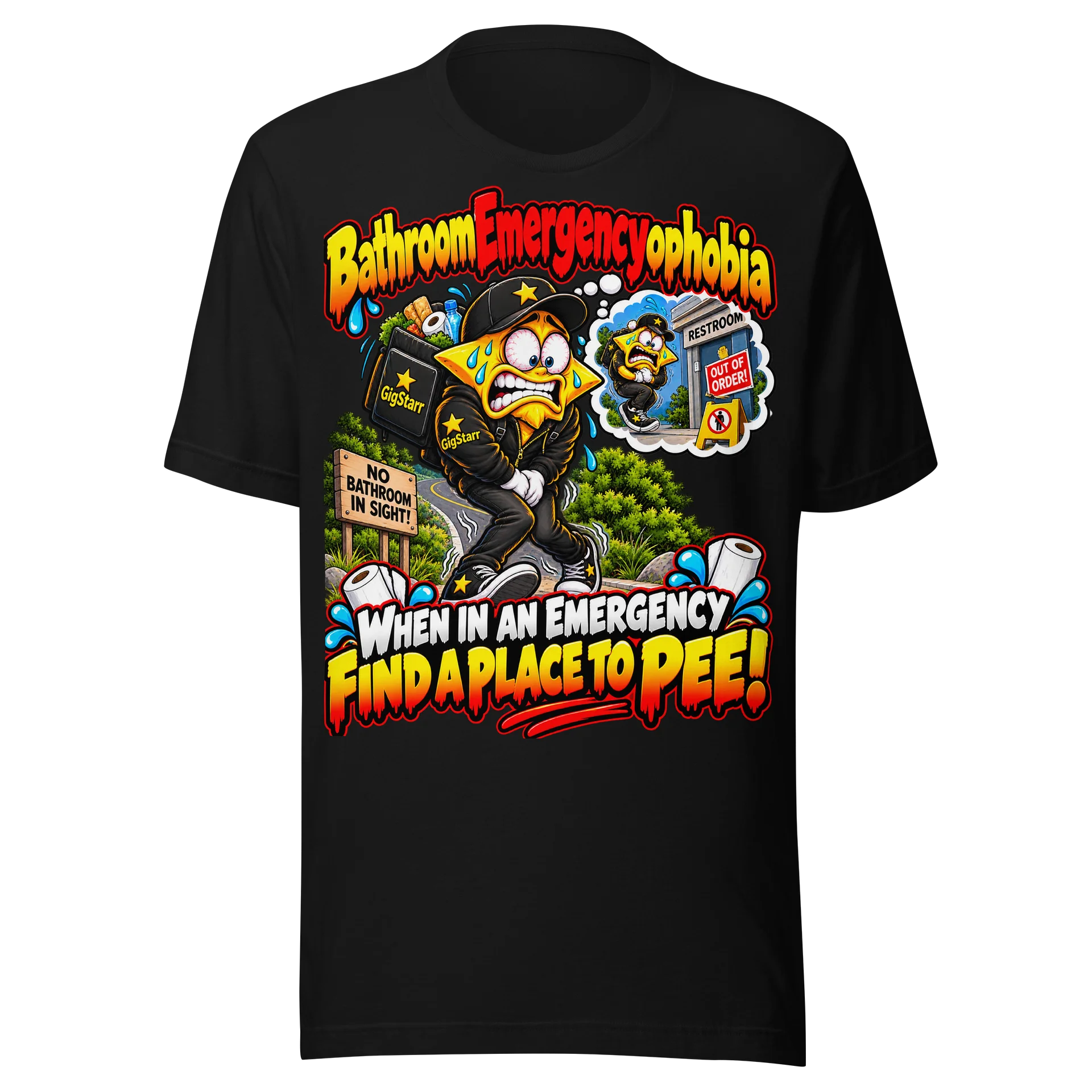 BathroomEmergencyophobia – GigStarr Fears T-Shirt product image (1)