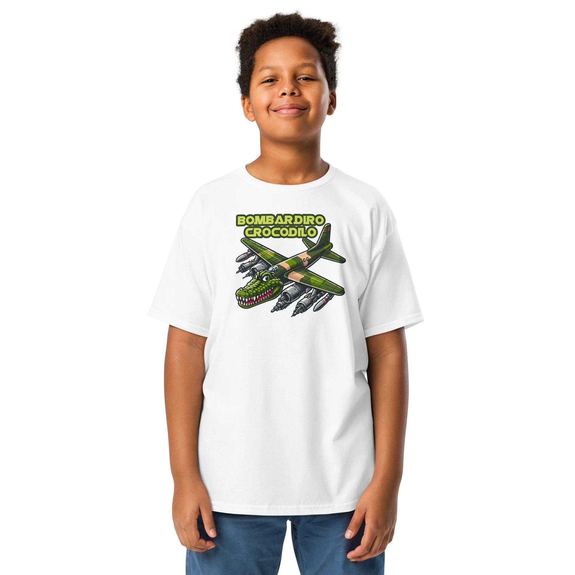 Cartoon Bombardiro Crocodilo Plane – Youth Tee product image (1)