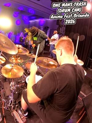 Playing with @Tre Watson and the Jammingway on One man's Trash at Anime Fest Orlando 2026.  Full Drum cam.  #animefestorlando #gachiakutanime #drums #fyp #anime 