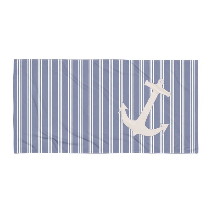 BLUE Striped Anchor Towel - MARITIMES HANDTUCH MIT STREIFEN UND ANKER product image (1)