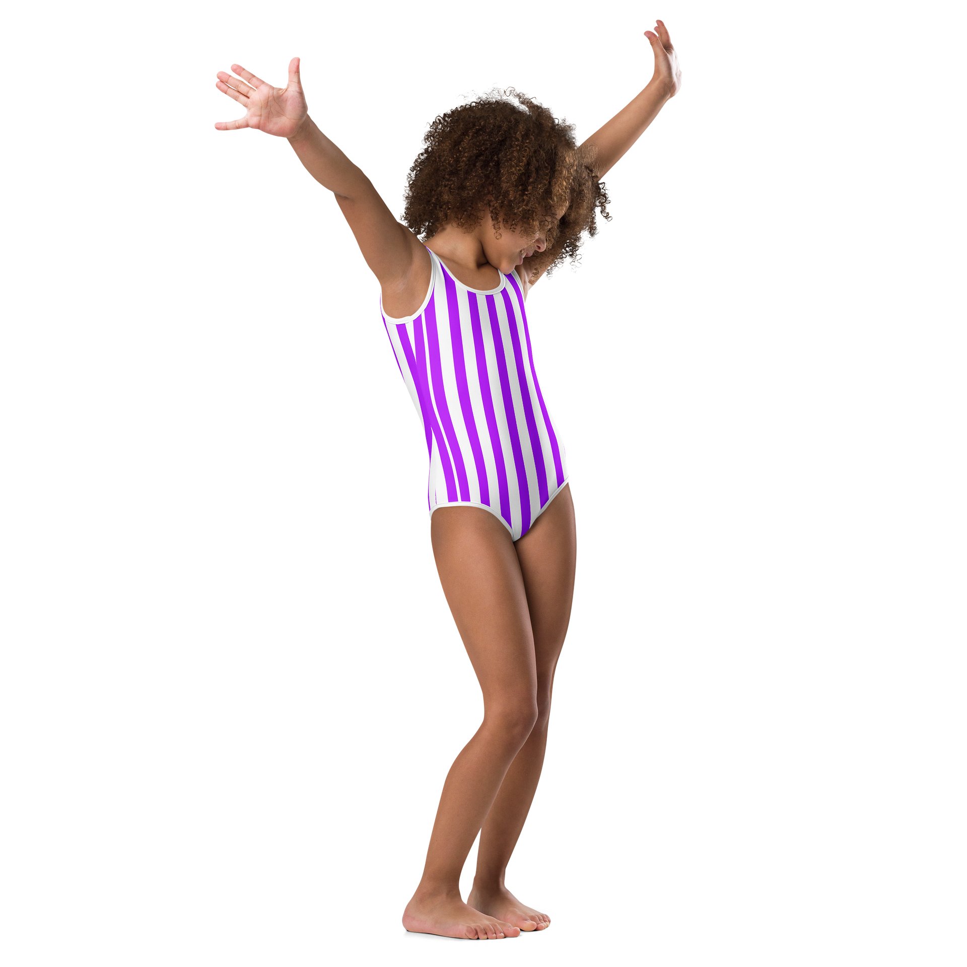 Magenta Stripe Splash Kids Swimsuit product image (1)