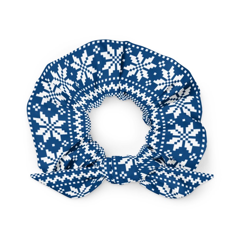 Winter Blue Snowflake Scrunchie with Bow product image (1)