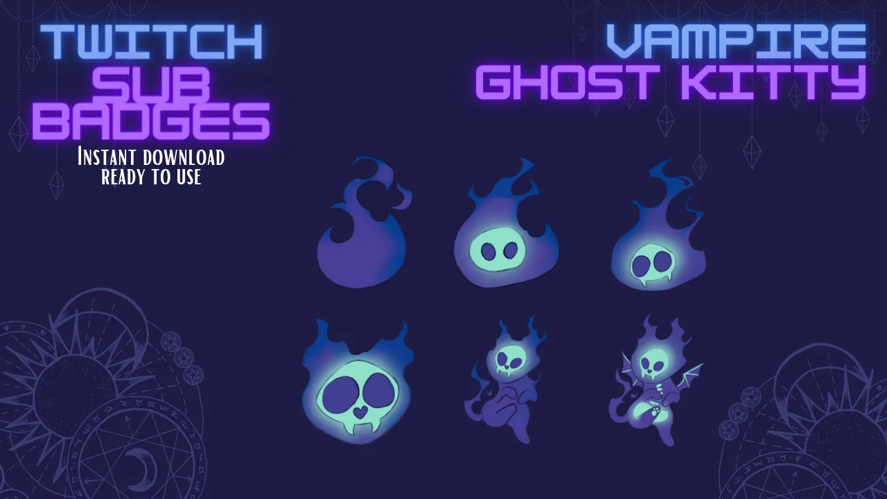 Vampire Bat Ghost Kitty Sub/Bit Badges product image (1)
