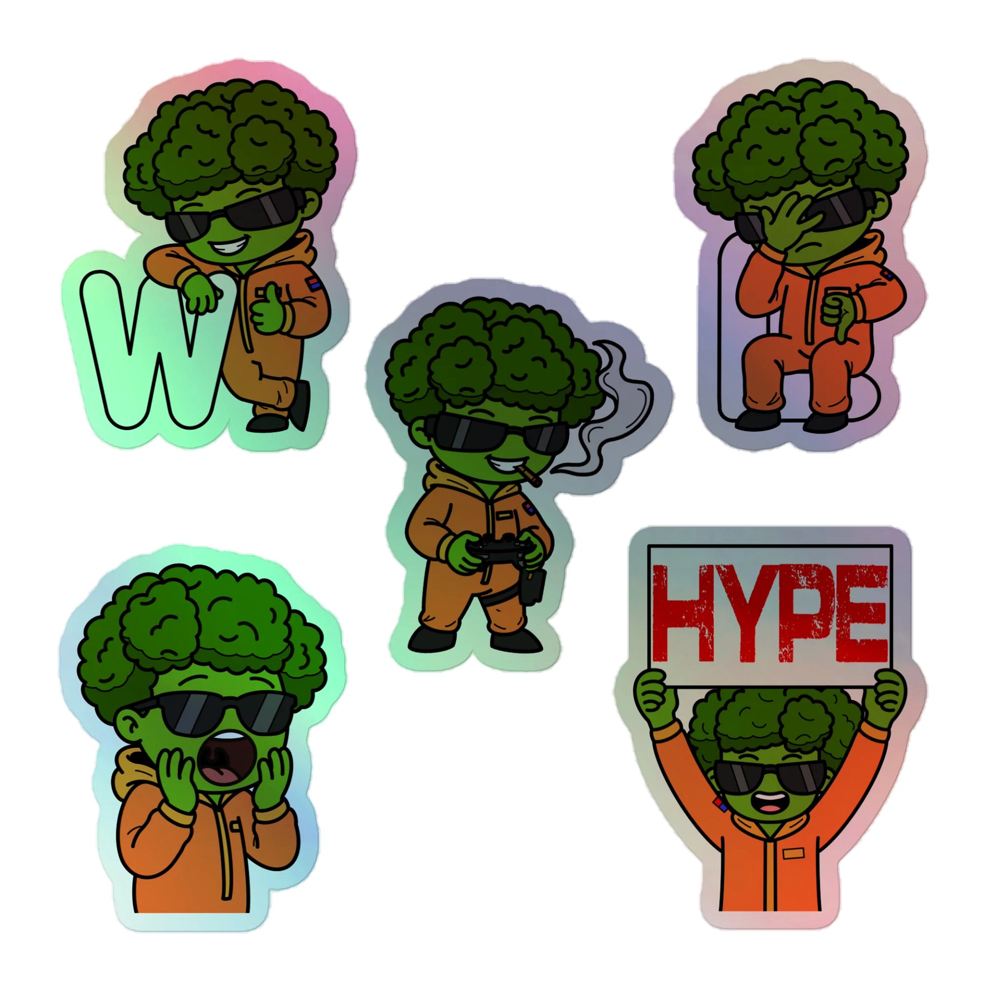 holographic brocc stickers product image (1)