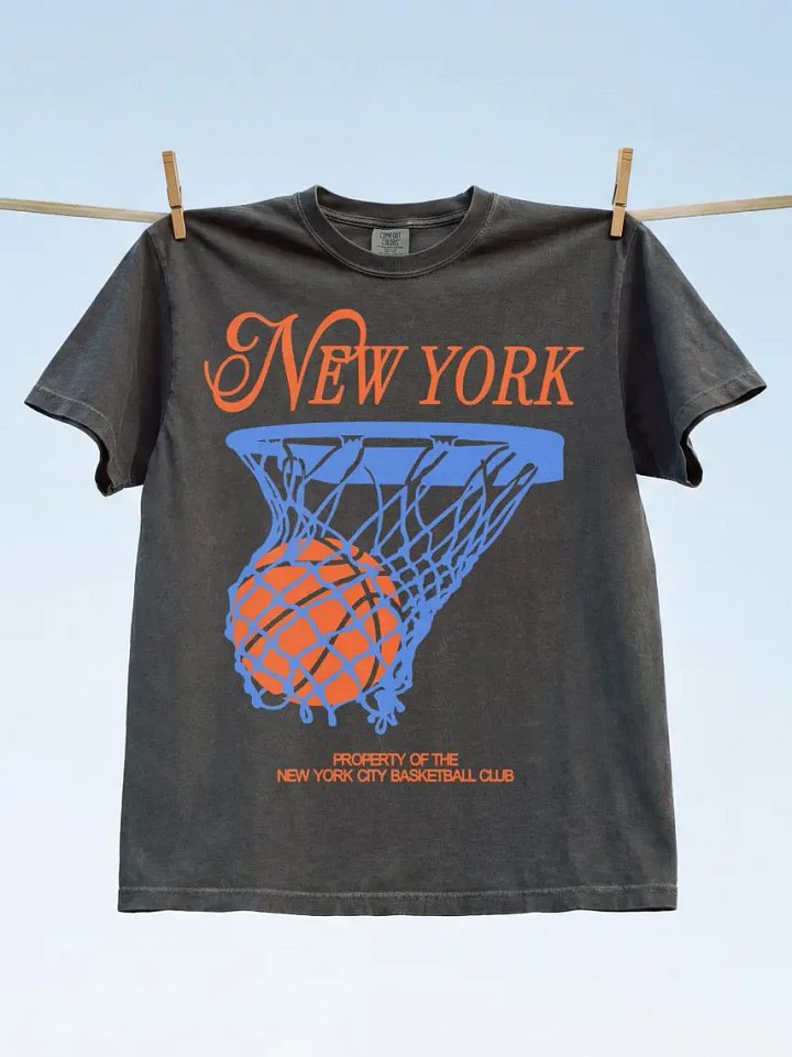 Vintage New York Basketball Shirt - Retro NYC Streetwear Graphic Tee product image (1)