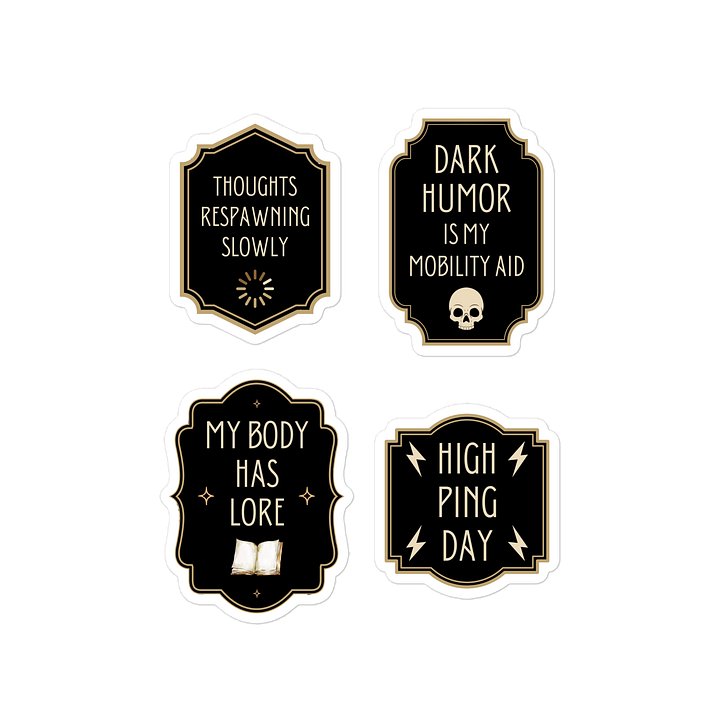 Chronic Illness Dark Humor Sticker Sheet | Gothic Spoonie Gamer Decals product image (1)