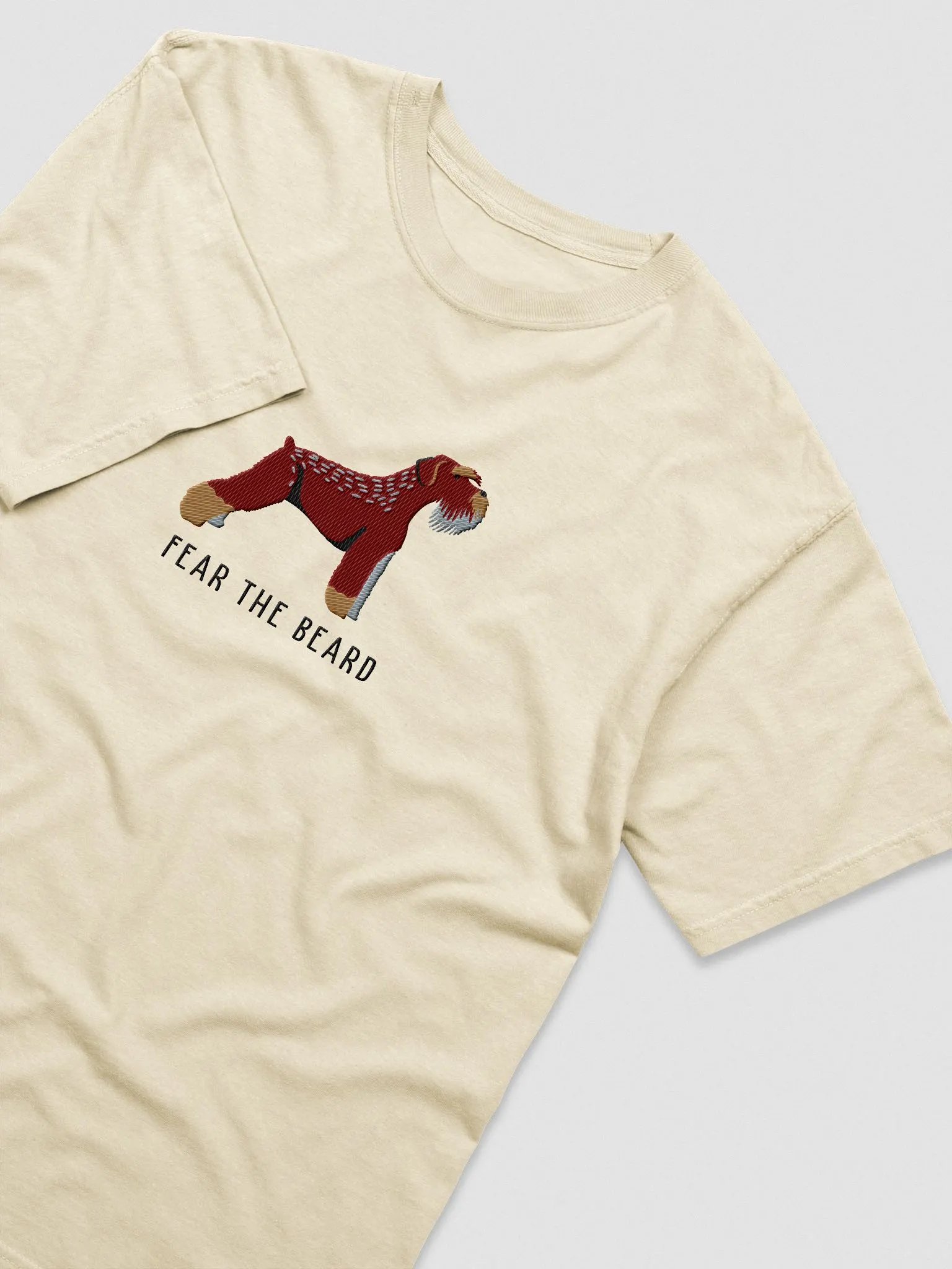 Fear the Beard T-Shirt(Embroidered) of a Schnauzer(Brown) product image (6)