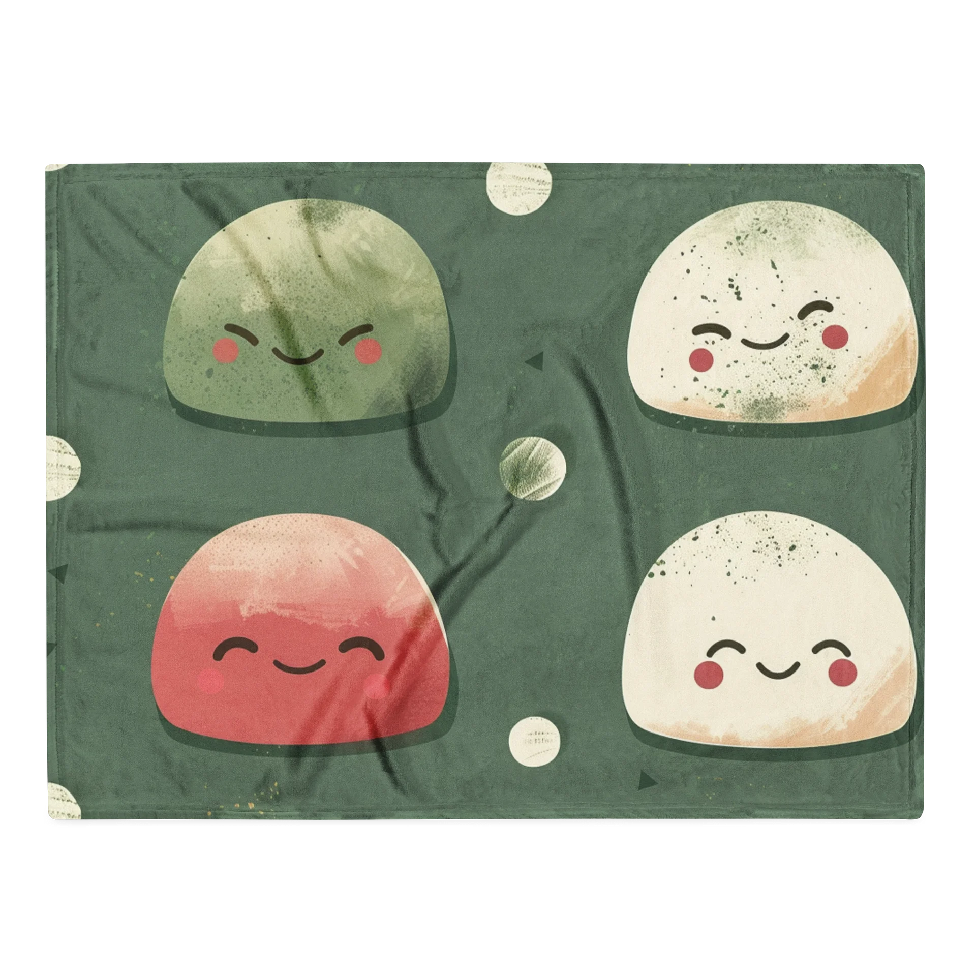 Cute Japanese Mochi Throw Blanket - Kawaii Green Dessert Fleece product image (1)