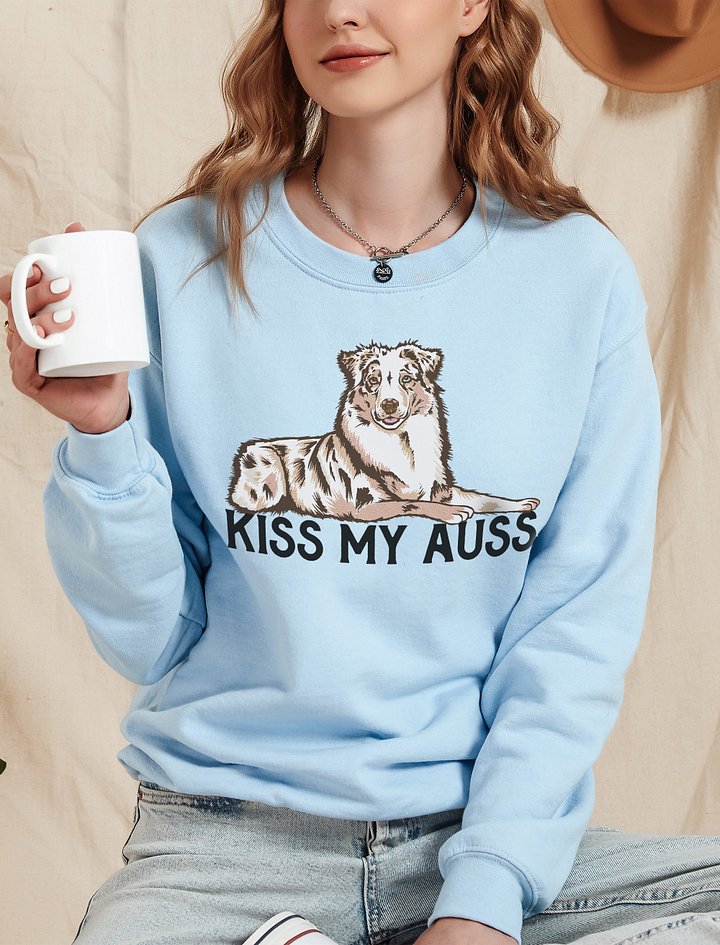 Kiss My Auss Sweatshirt for Australian Shepherd (Red Merle) Dog Owners product image (13)