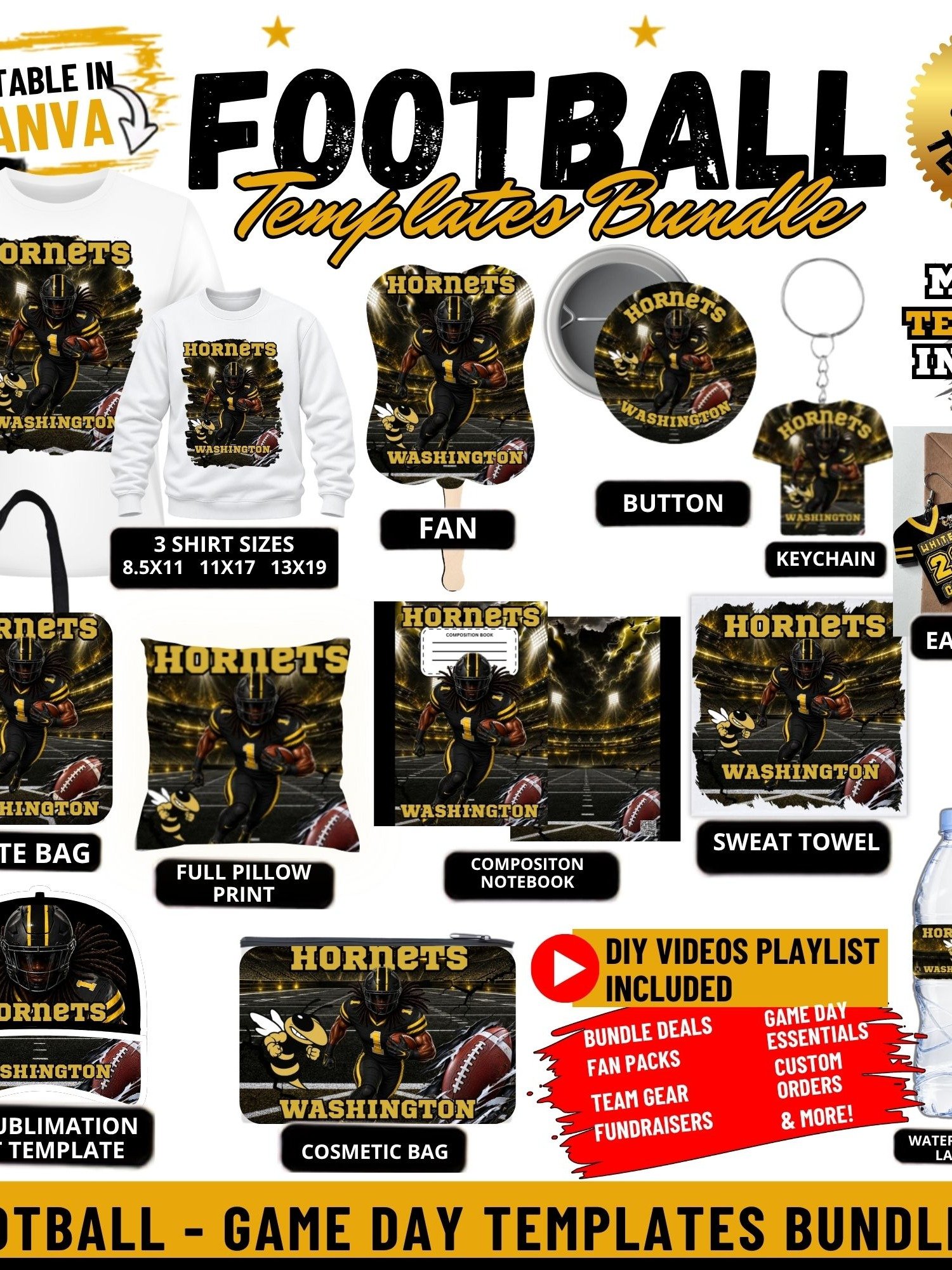 Members Only! Ultimate Football Templates Bundle Deal - Mock Up and DIY Video Tutorials product image (5)