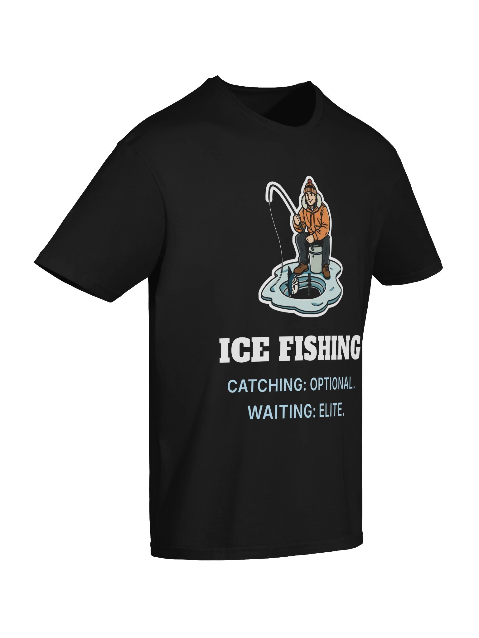 Funny Ice Fishing Shirt – Catching Optional, Waiting Elite product image (6)