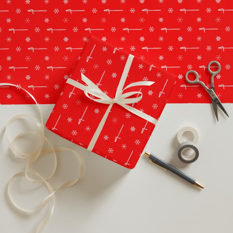 Flutes and Snowflakes - Contrabass - Red Gift Wrap Paper Sheets product image (6)