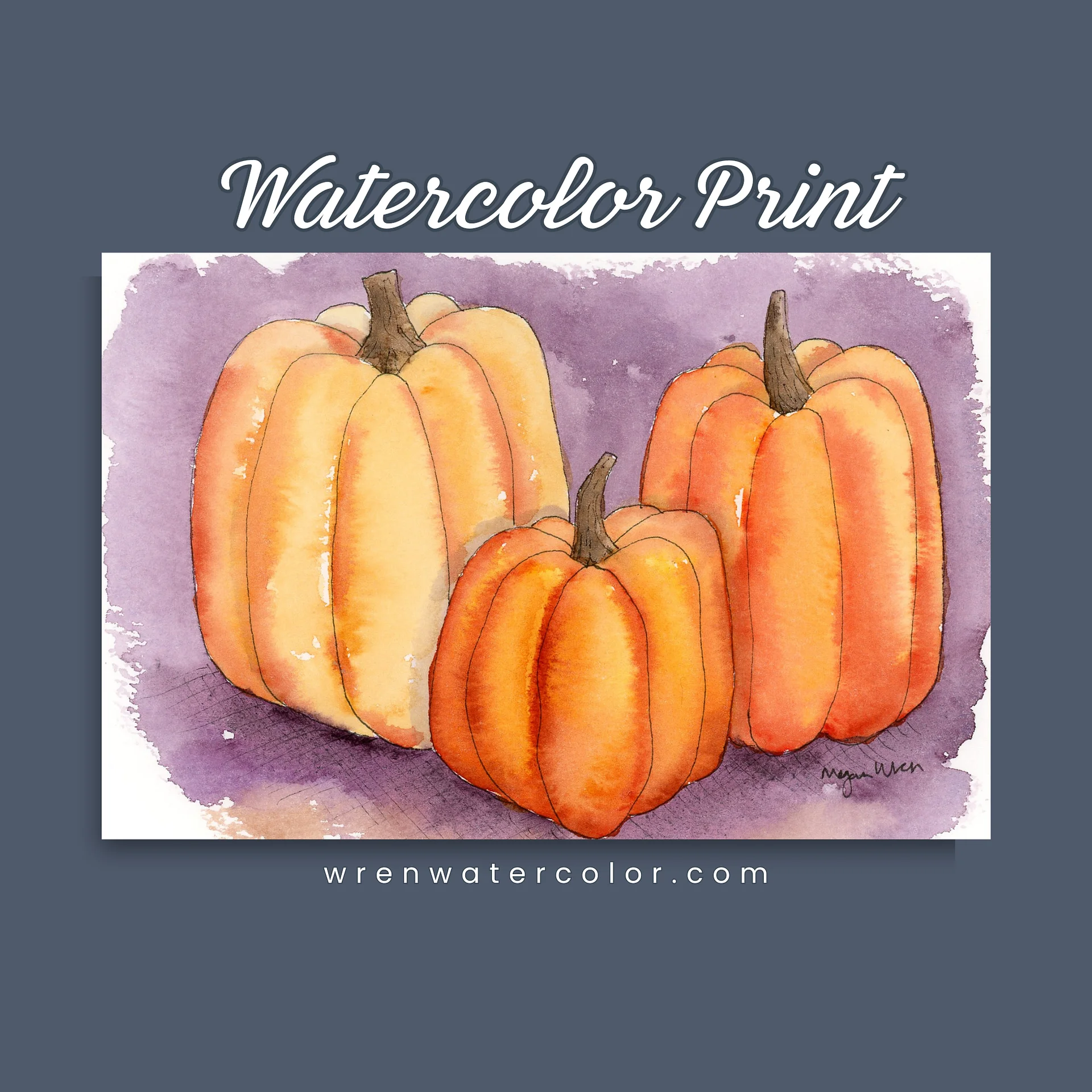 Autumn Pumpkins Watercolor Print - Pumpkin Dreams product image (1)