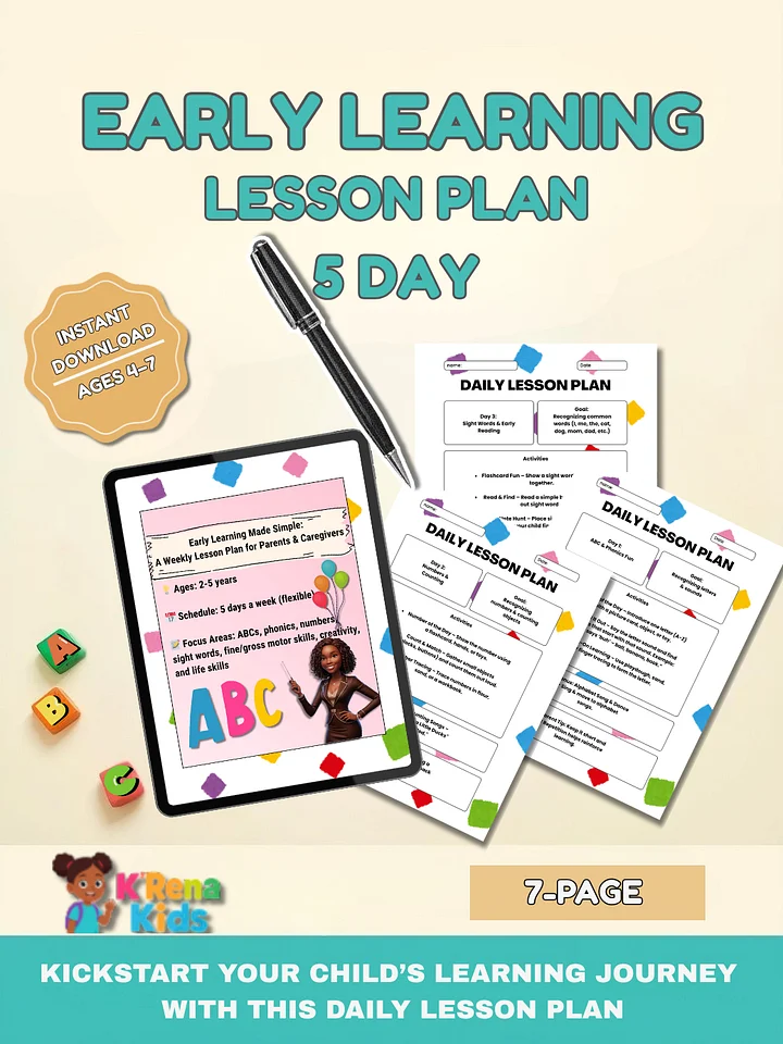 Early Learning 5 Day Lesson Plan product image (1)