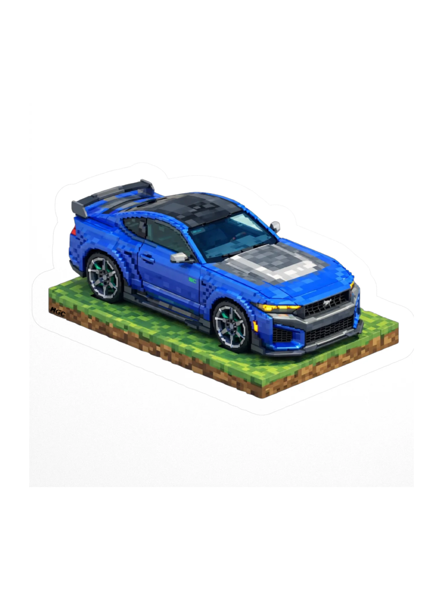 Blue Ford Mustang Dark Horse Sticker (Pixel, Retro, Minecraft) product image (1)