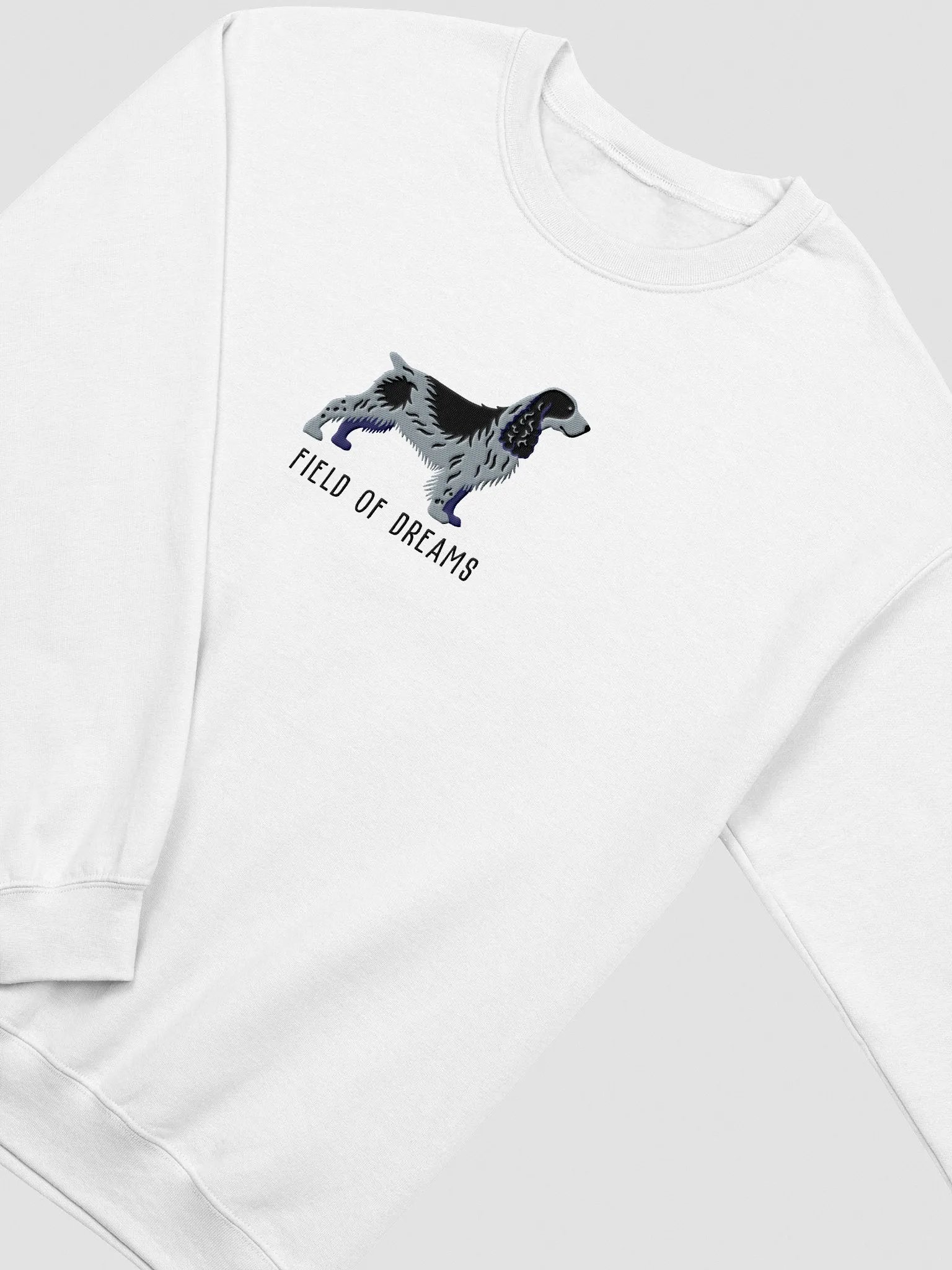 Field of Dreams Sweatshirt (Embroidered) of a Field Spaniel(Blue Roan) product image (6)