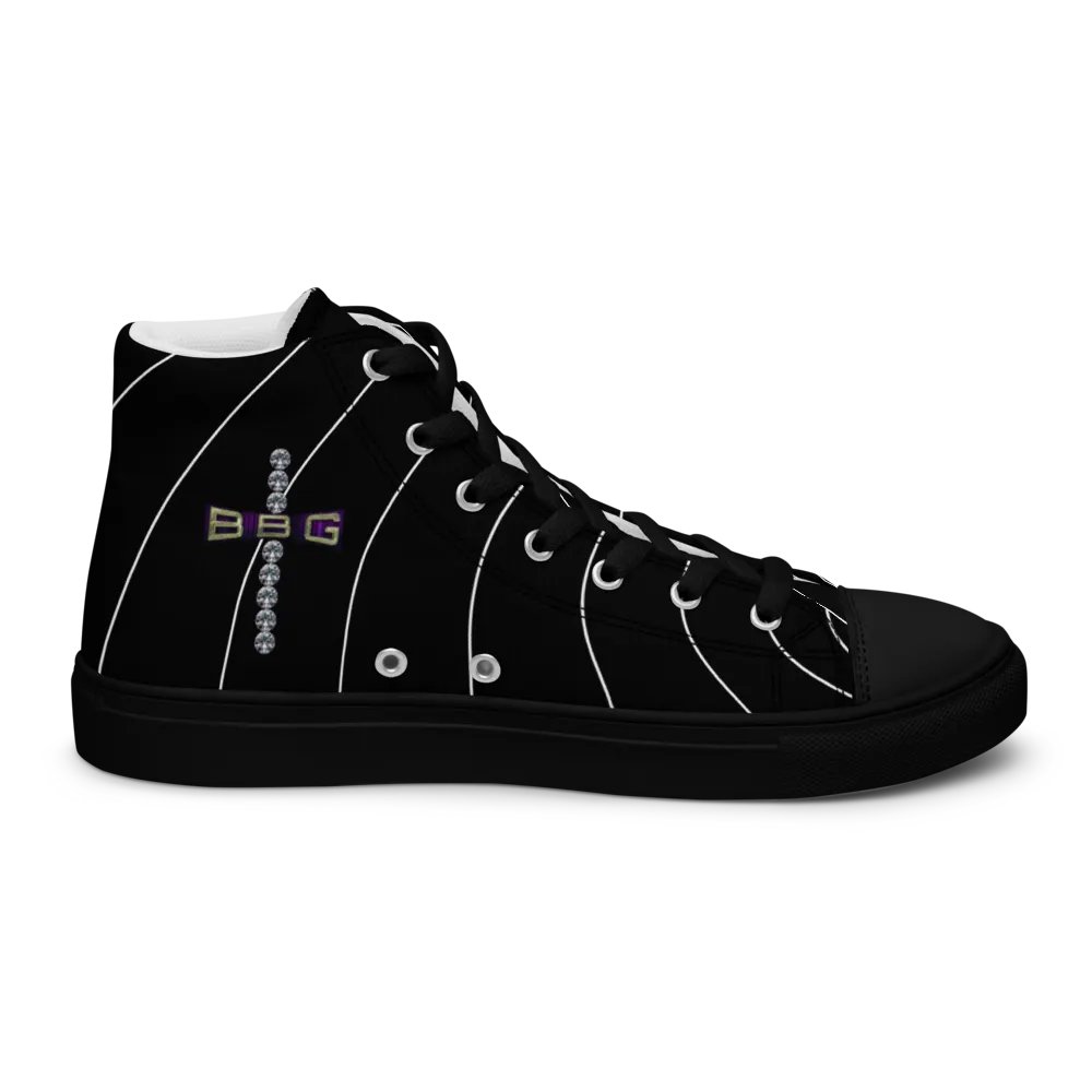 BBG Black Pinstripe High Tops - Black Soles product image (6)