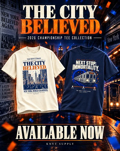 NEW YORK… THIS ONE IS FOR US. 🗽🏆

The KNYT 2026 Championship Tee Collection is officially live.

📰 THE CITY BELIEVED.
For eve...