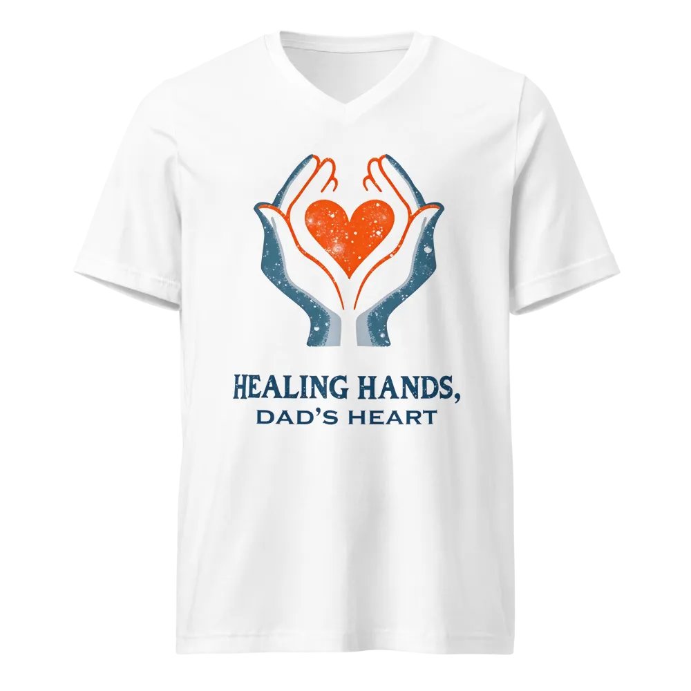 Flaming Heart , Dad's heart, Healing Hands V-Neck Tee product image (5)