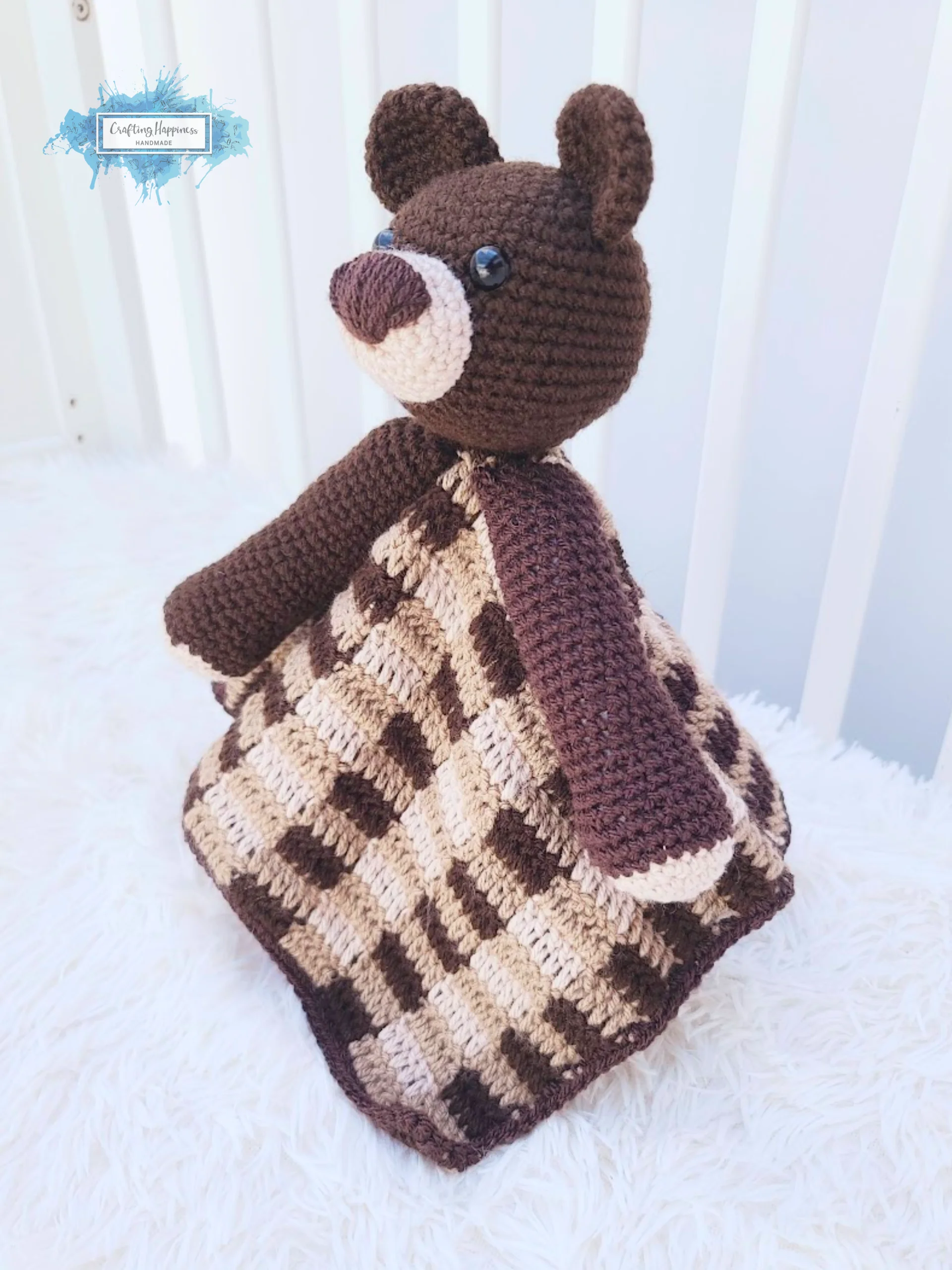 Crochet Bear Lovey Pattern, Baby Security Blanket PDF Pattern - Crafting Happiness product image (4)