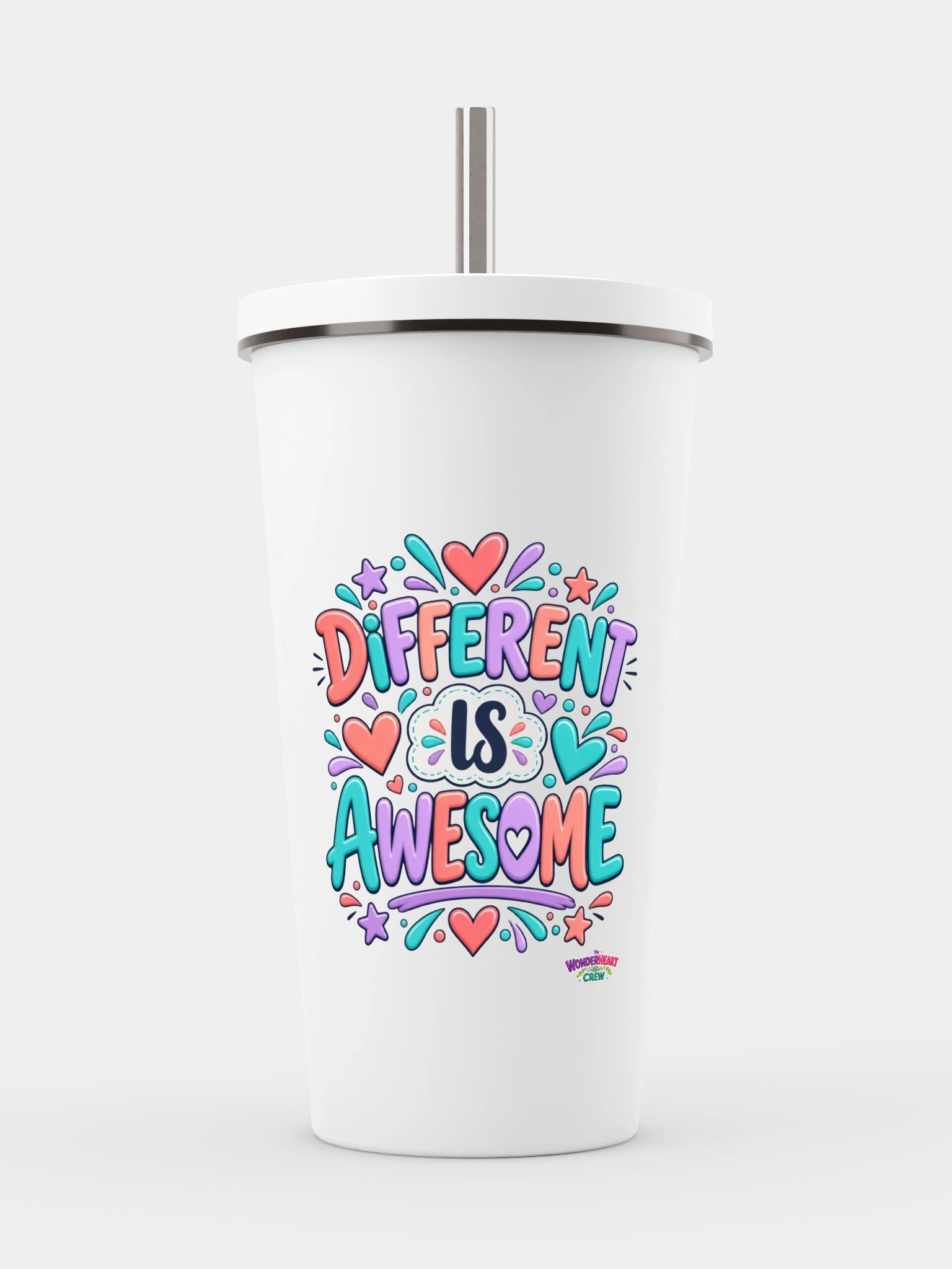 Stainless Steel Insulated Inspirational Tumbler with a Straw - Awesome is Different product image (1)
