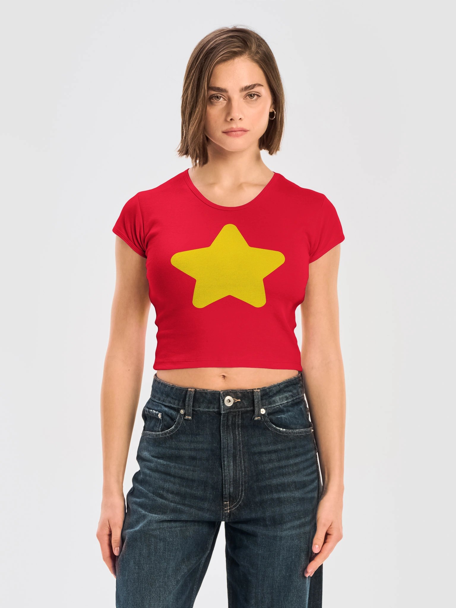 Stevonnie Star Crop Top, Steven Universe Inspired Red Baby Tee product image (4)