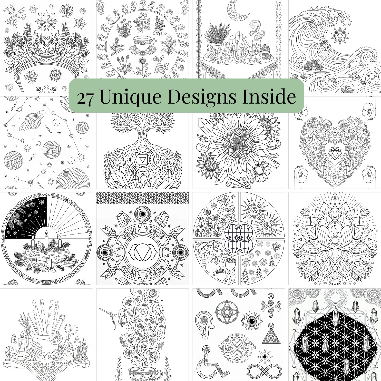 Mystical Stitch Oracle Coloring Book | Printable Crochet Coloring Pages | Fiber Arts Meditation & Magic product image (9)