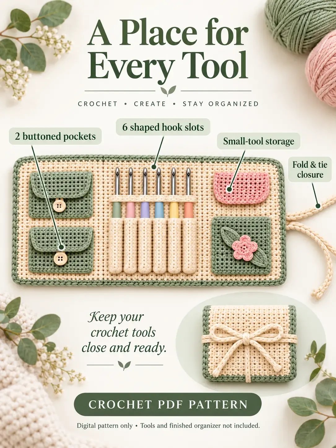 Tri-Fold Crochet Hook Organizer | PDF Pattern product image (1)