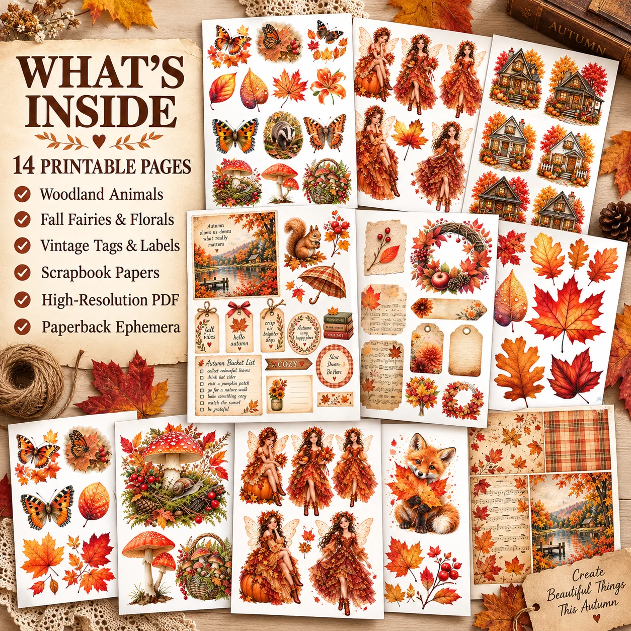Autumn Ephemera Printable PDF | 14 Fall Journal Pages product image (2)