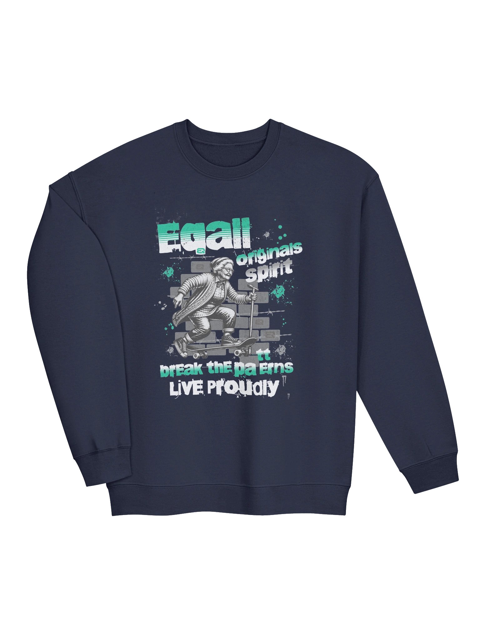 Urban Grandma Skater Vibes Mid-weight Sweatshirt by EQALL® Originals_Grey / Green product image (2)