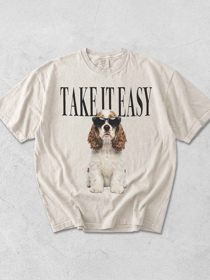 Take It Easy '90s Pop Vintage-Style T-Shirt for American Cocker Spaniel(Brown & White) Owners product image (1)