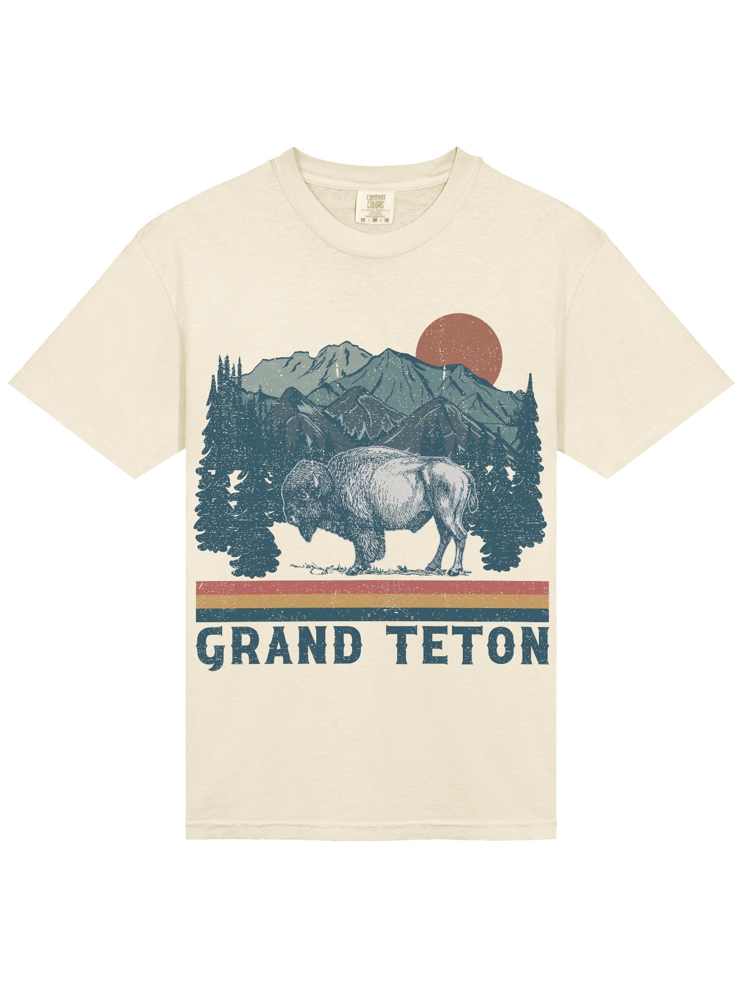 Grand Teton National Park Shirt – Vintage Bison Mountain Retro Sunset Wyoming Tee product image (7)