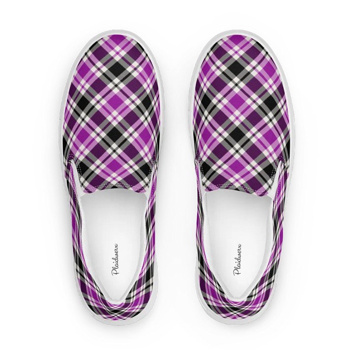 Purple, Black & White Plaid Women's Slip-On Shoes product image (1)