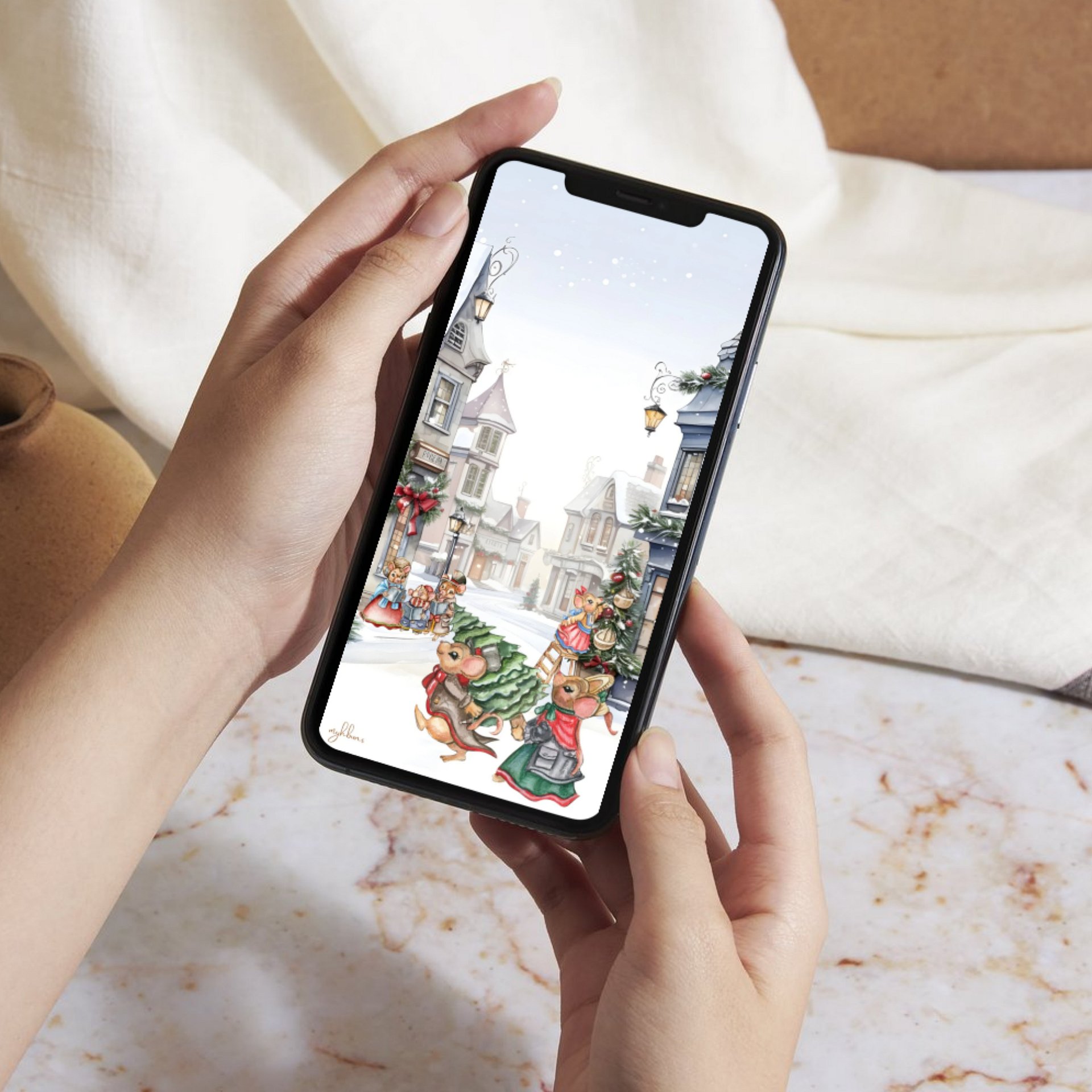 Prelude to Christmas Smartphone Digital Wallpaper | Festive Holiday Phone Background | Instant Download product image (6)